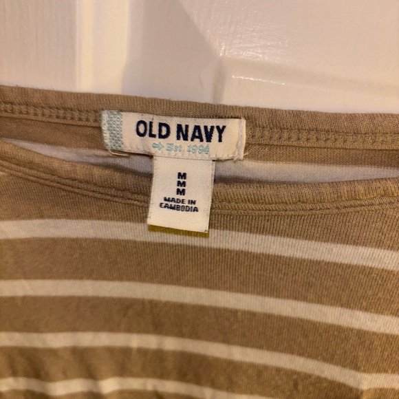 Old Navy Tan and White Fitted Long Sleeve Tee - Picture 2 of 2
